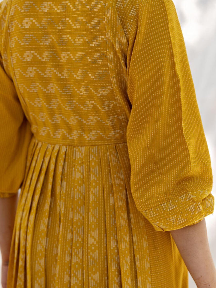 Mustard Yellow Long Cotton Midi Dress - Moontara