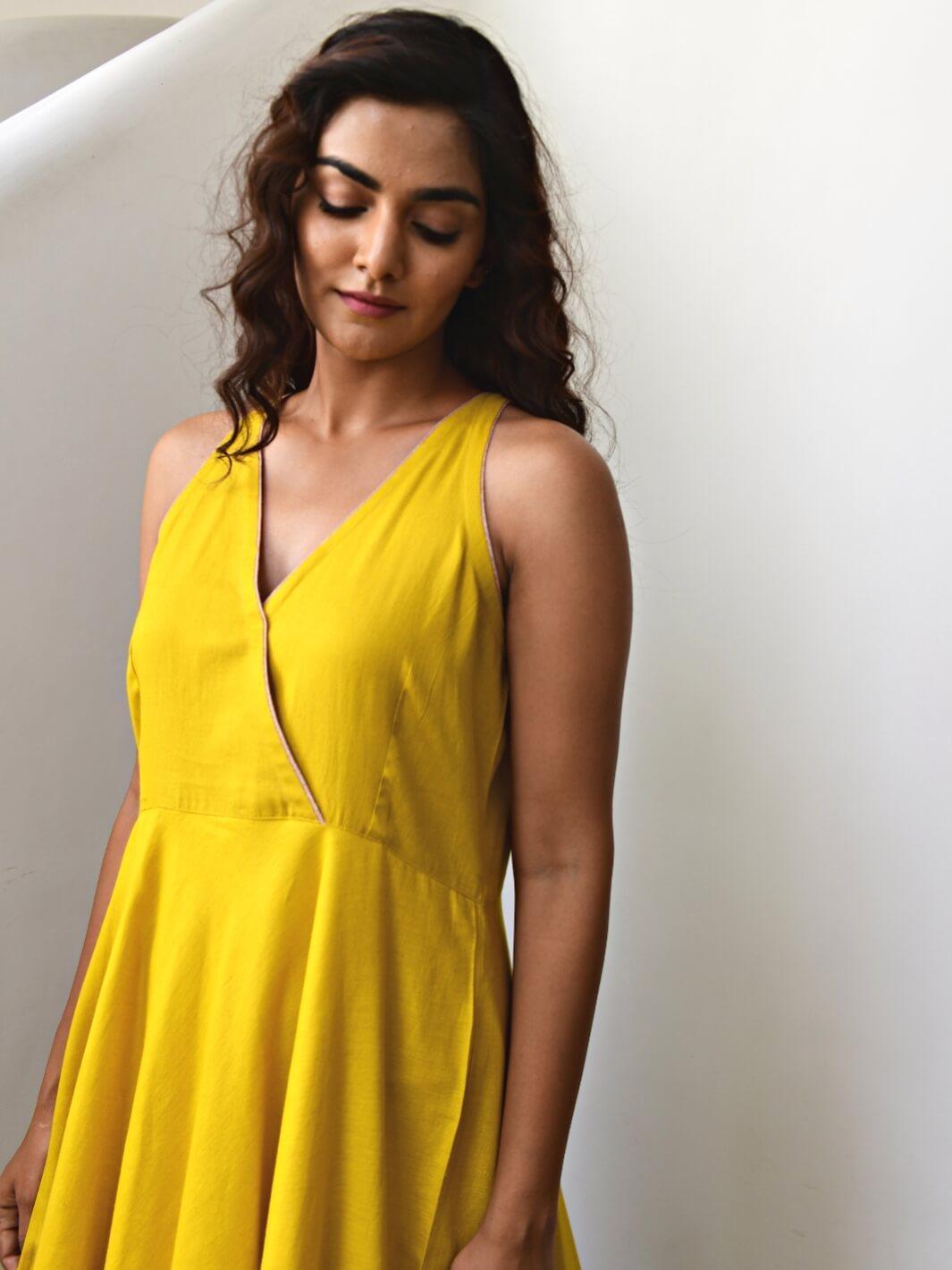 Yellow Sleeveless Cotton Maxi Dress - Moontara